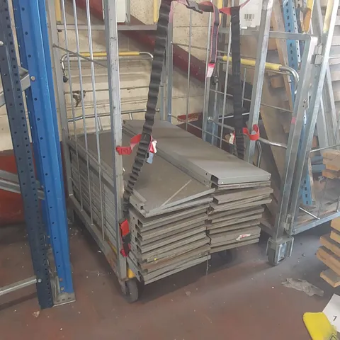 CAGE OF ASSORTED WAREHOUSE RACKING PARTS - CAGE NOT INCLUDED 