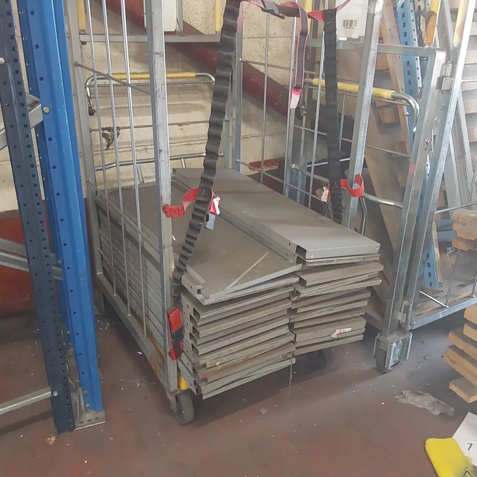 CAGE OF ASSORTED WAREHOUSE RACKING PARTS - CAGE NOT INCLUDED 