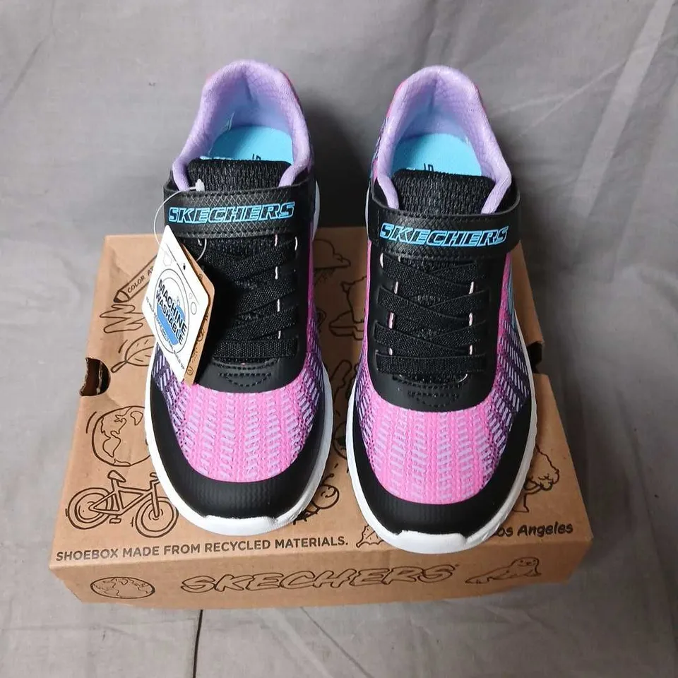 SKECHERS KIDS SNEAKERS – PINK & PURPLE MESH, VELCRO STRAP, BOXED (MACHINE WASHABLE) SIZE KIDS 13