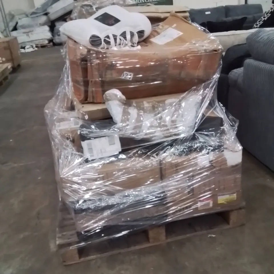 PALLET OF ASSORTED HOUSEHOLD GOODS TO INCLUDE;STEAMER,TABLE,BLANKET,WARDROBE