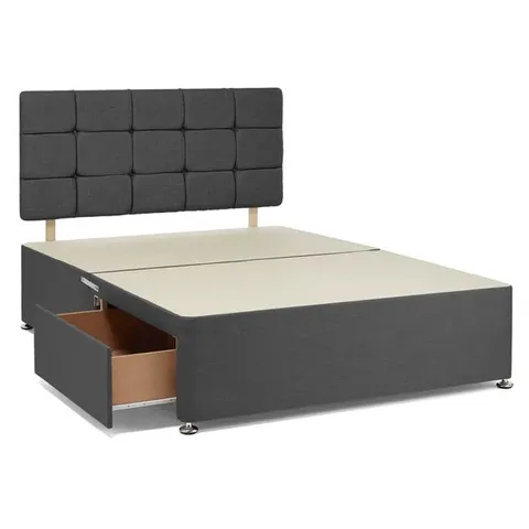 BAGGED BEDMASTER UNIVERSAL LINEN DIVAN BASE - 4'6 DOUBLE, 2 DRAWERS, CHARCOAL (2 ITEMS)