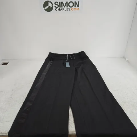 RUTH LANGSFORD FASHION WOMEN'S BLACK WIDE-LEG TROUSERS WITH SEQUIN STRIPE β UK 12