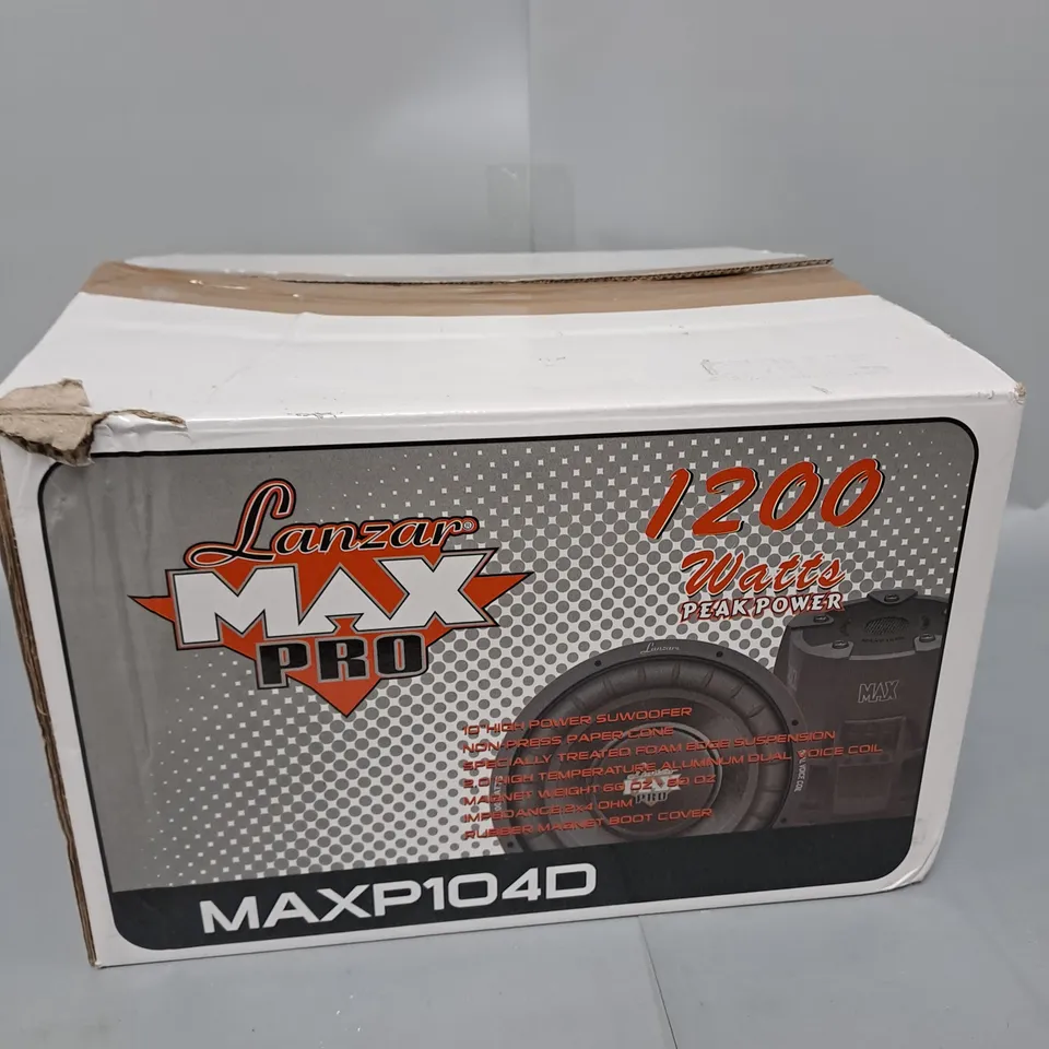 1 LANZA MAX PRO 10'' 1200WATT SMALL ENCLOSURE DUAL 4 OHM SUBWOOFER