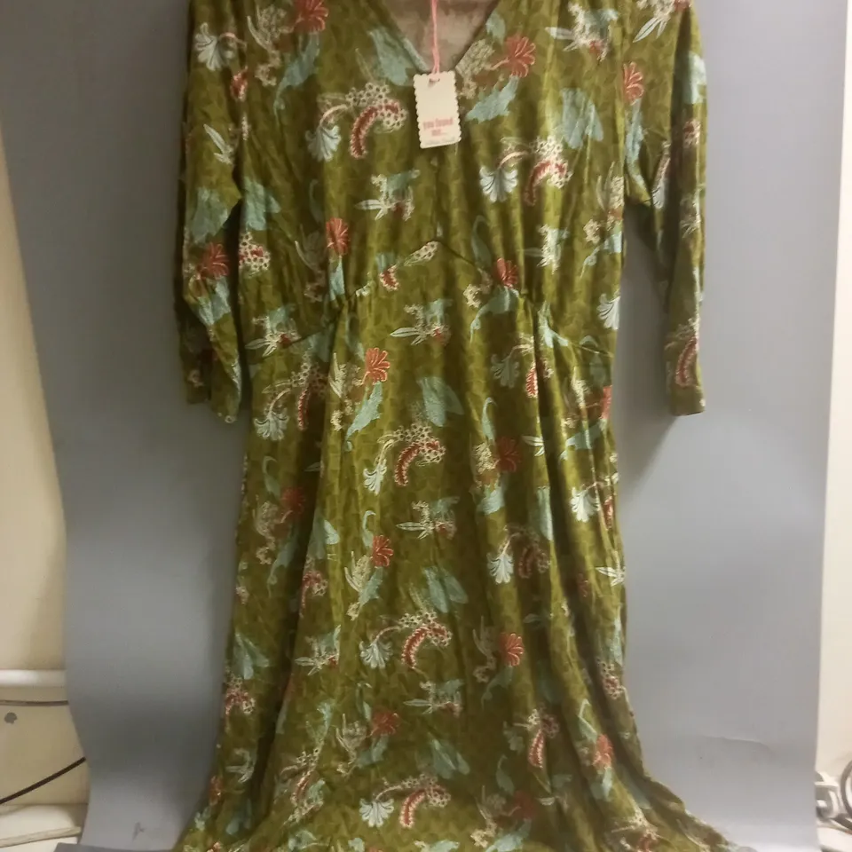 THE WHITE STUFF JERSEY PRINT DRESS GREEN SIZE 14