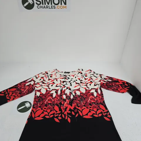 SUGAR CRISP LADIES BORDER PRINT FLORAL BRUSHED TOP – SIZE L