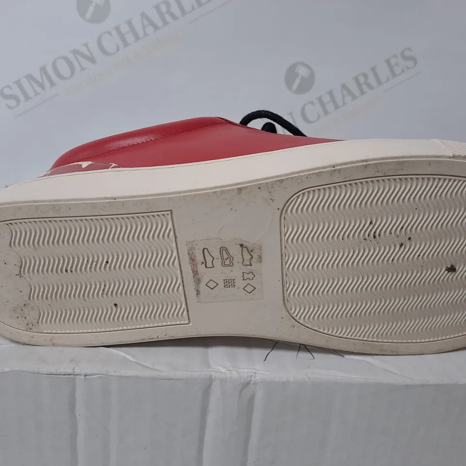 BOXED RED LEATHER TRAINERS SIZE 6