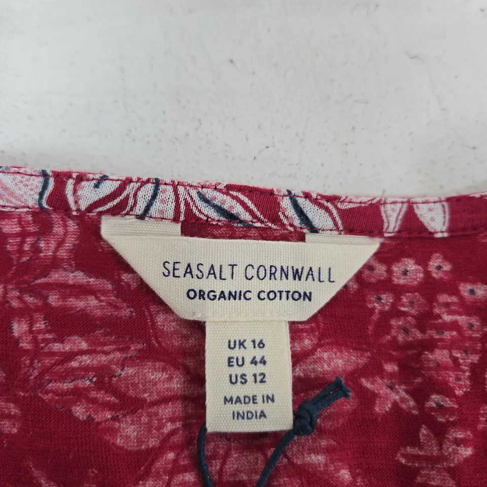 SEASALT CORNWALL ORGANIC COTTON DRESS – FLORAL RED, UK 16 (EU 44) – MADE IN INDIA