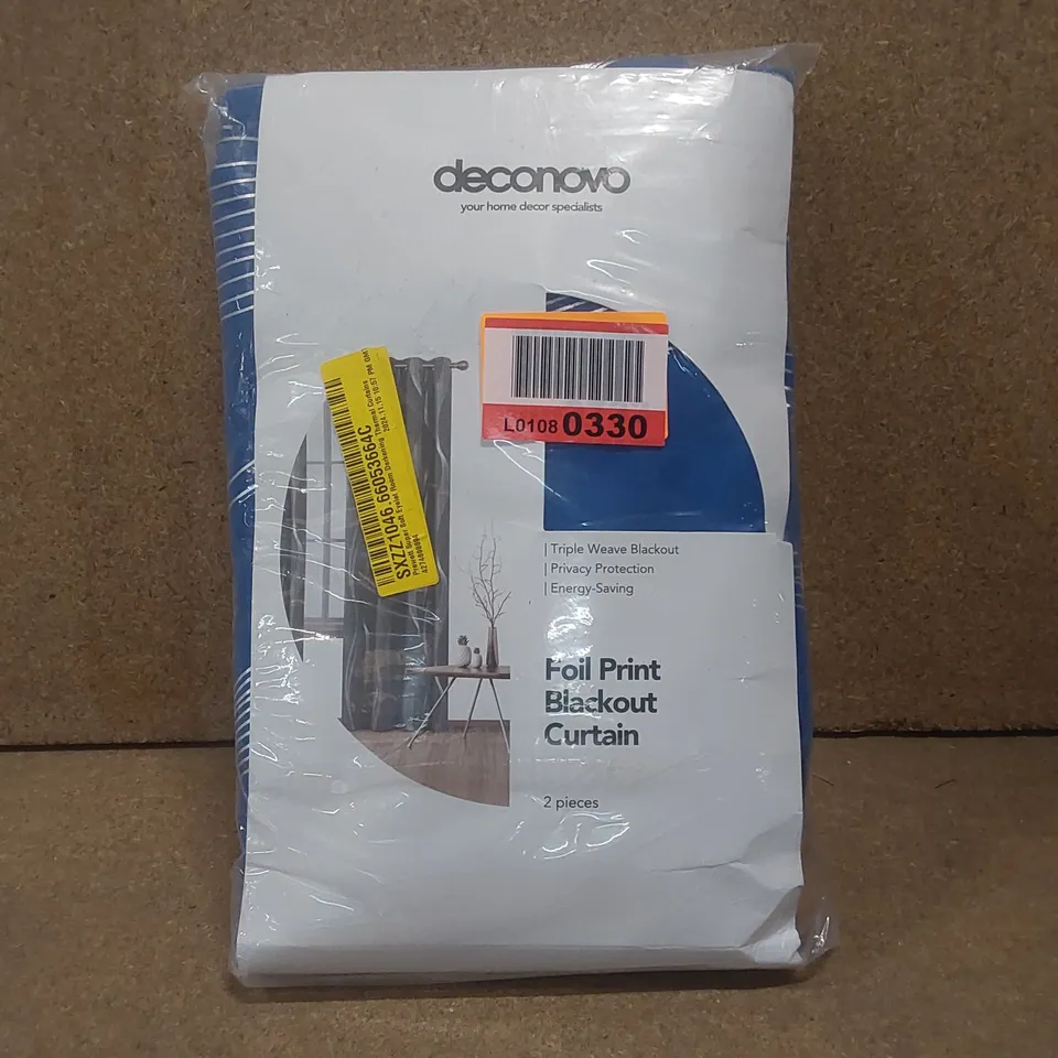 BAGGED PREWETT SUPER SOFT EYELET ROOM DARKENING THERMAL CURTAINS - BLUE // SIZE: 117 X 183cm