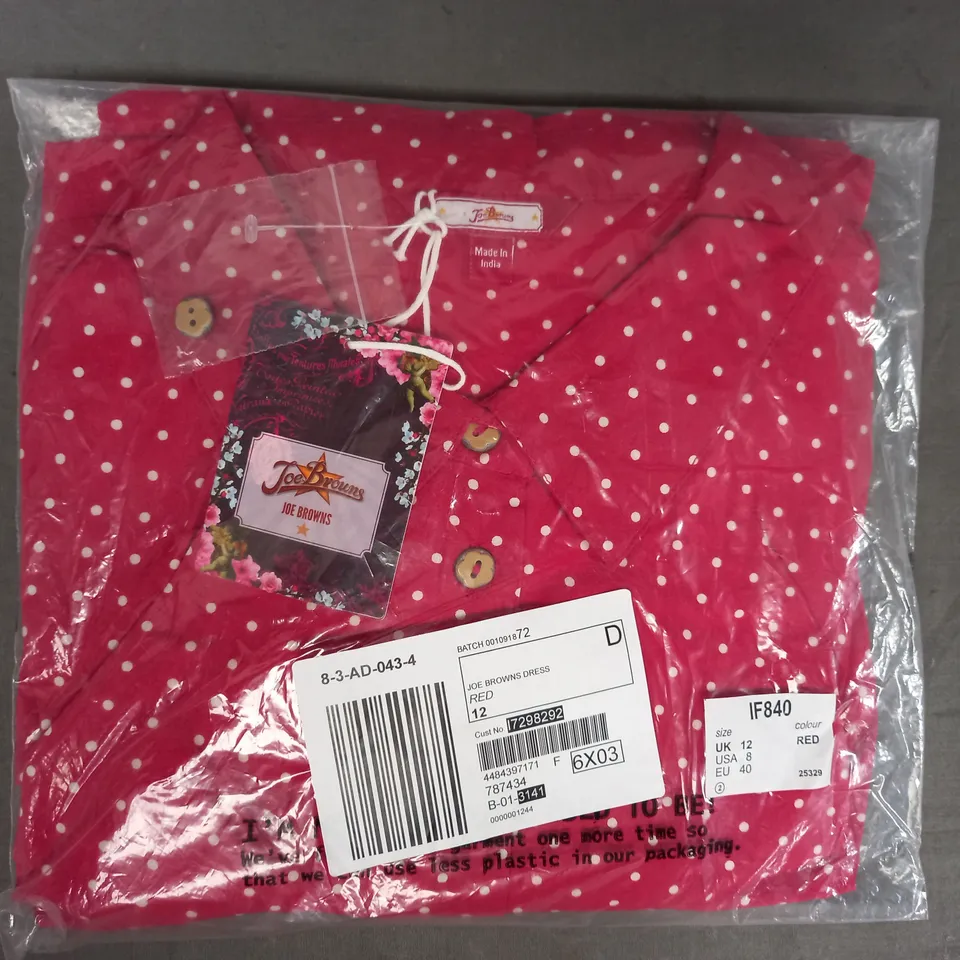 JOE BROWNS DRESS IN RED SIZE 12