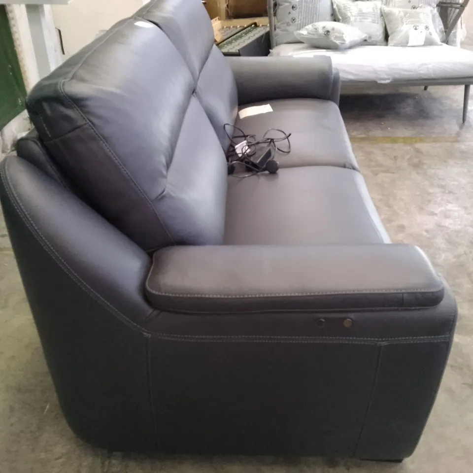 QUALITY ITALIAN DESIGNER PARMA NEW ELECTRIC RECLINER SOFA - DARK GREY LEATHER 