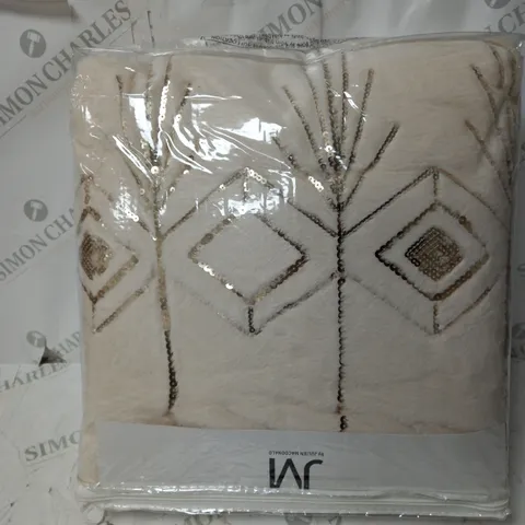 JULIEN MACDONALD EMBELLISHED SEQUIN PATTERN FUR THROW IVORY