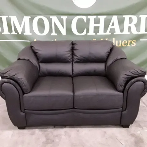 QUALITY DESIGNER NAPLES 2 SEATER SOFA - BLACK LEATHER