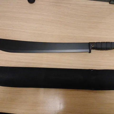 APPROXIMATELY 12 LARGE FIXED-BLADE KNIFE WITH SHEATH – BLACK-COATED BLADE