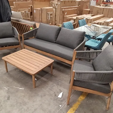 4-SEATER GARDEN FURNITURE SET - NATURAL/GREY