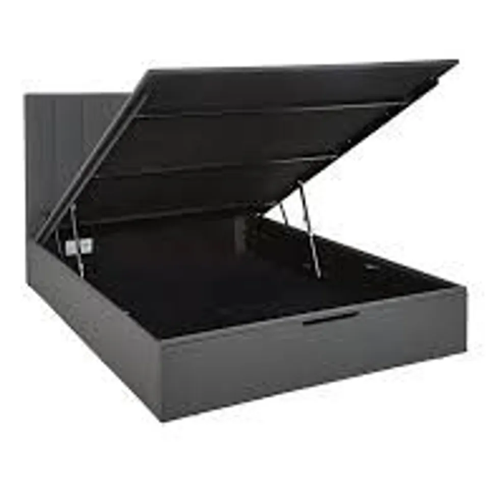 BOXED NOVA FAUX LEATHER END LIFT UP STORAGE OTTOMAN BED - BLACK // DOUBLE SIZE (4 BOXES)