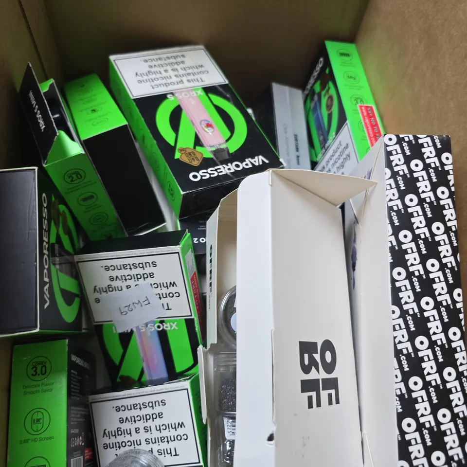 APPROXIMATELY 20 ASSORTED E-CIG PRODUCTS AND ACCESSORIES TO INCLUDE ASPIRE AND FLATWIRE 