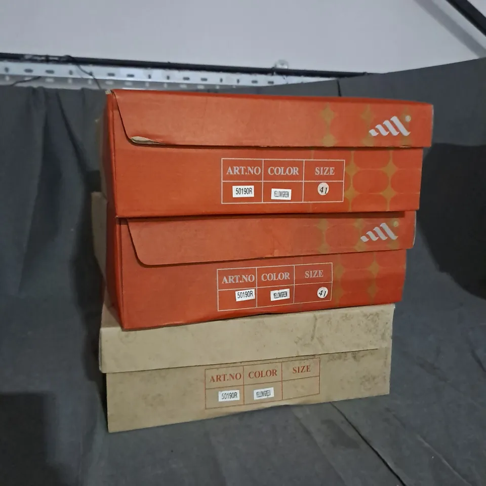 3 BOXED PAIRS OF BULLION TRAINERS IN YELLOW/GREEN SIZE 41