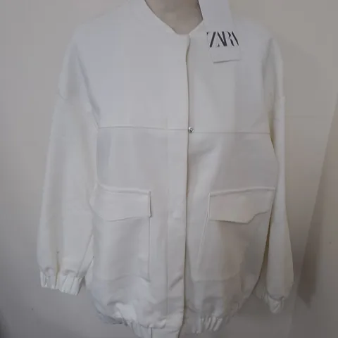 ZARA IVORY BUTTON FRONT JACKET - UK M