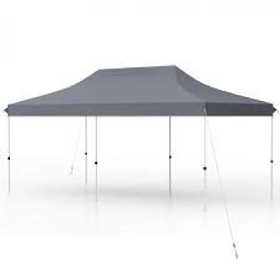 BOXED COSTWAY 300 X 600cm POP-UP CANOPY TENT FOLDABLE EVENT TENT WITH CARRY BAG - GREY