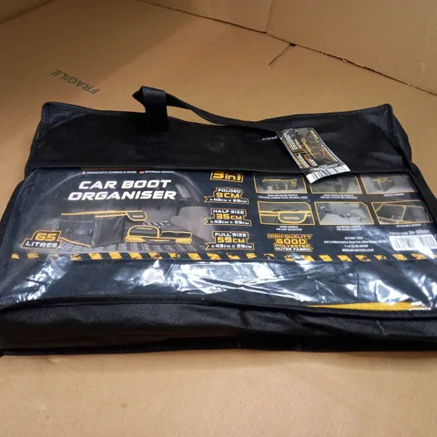 PACKAGED BLACK/YELLOW DETAILED CAR BOOT ORGANISER