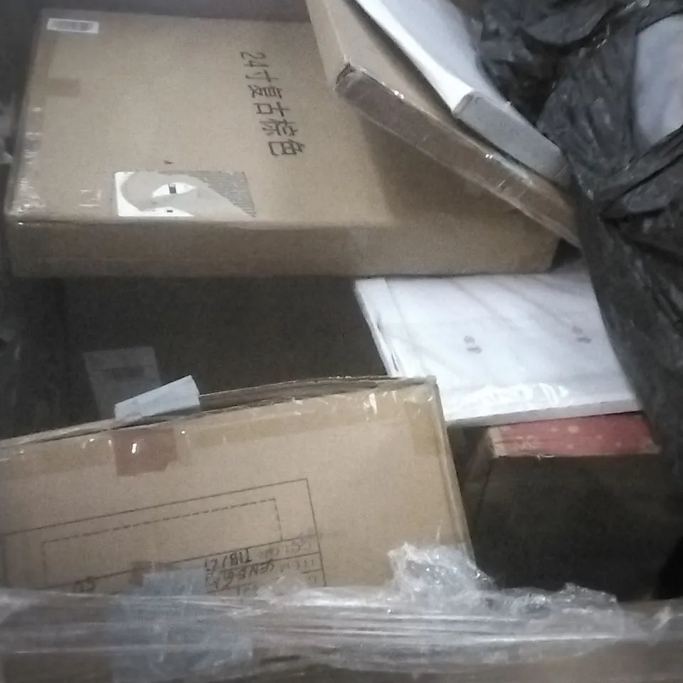 PALLET OF ASSORTED ITEMS INCLUDING, SHANF LARGE MIRROR, SPACE HEATER , PORTABLE WARDROBE AND DAVAON ANVIL LOPPER