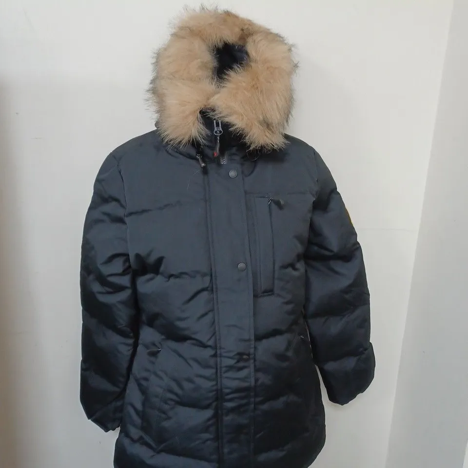 ZAVETTI CANADA PARKA COAT WITH FAUX FUR HOOD SIZE S