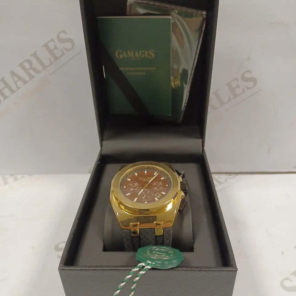 GAMAGES OF LONDON LIMITED EDITION HAND ASSEMBLED COMMANDER AUTOMATIC GOLD WATCH RRP £695