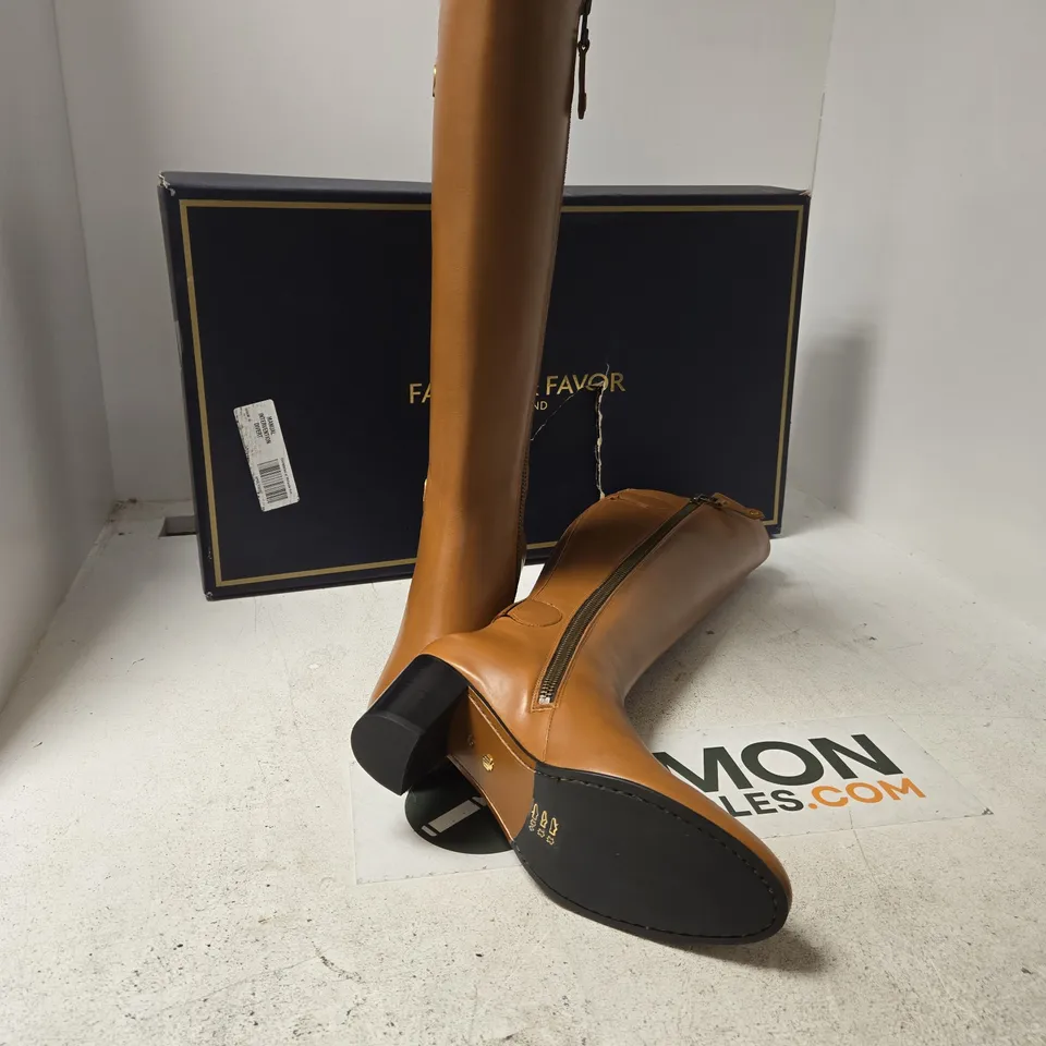 BOXED FAIRFAX & FAVOR WOMEN'S UPTON TAN LEATHER KNEE-HIGH BOOTS, UK7 (EU40)