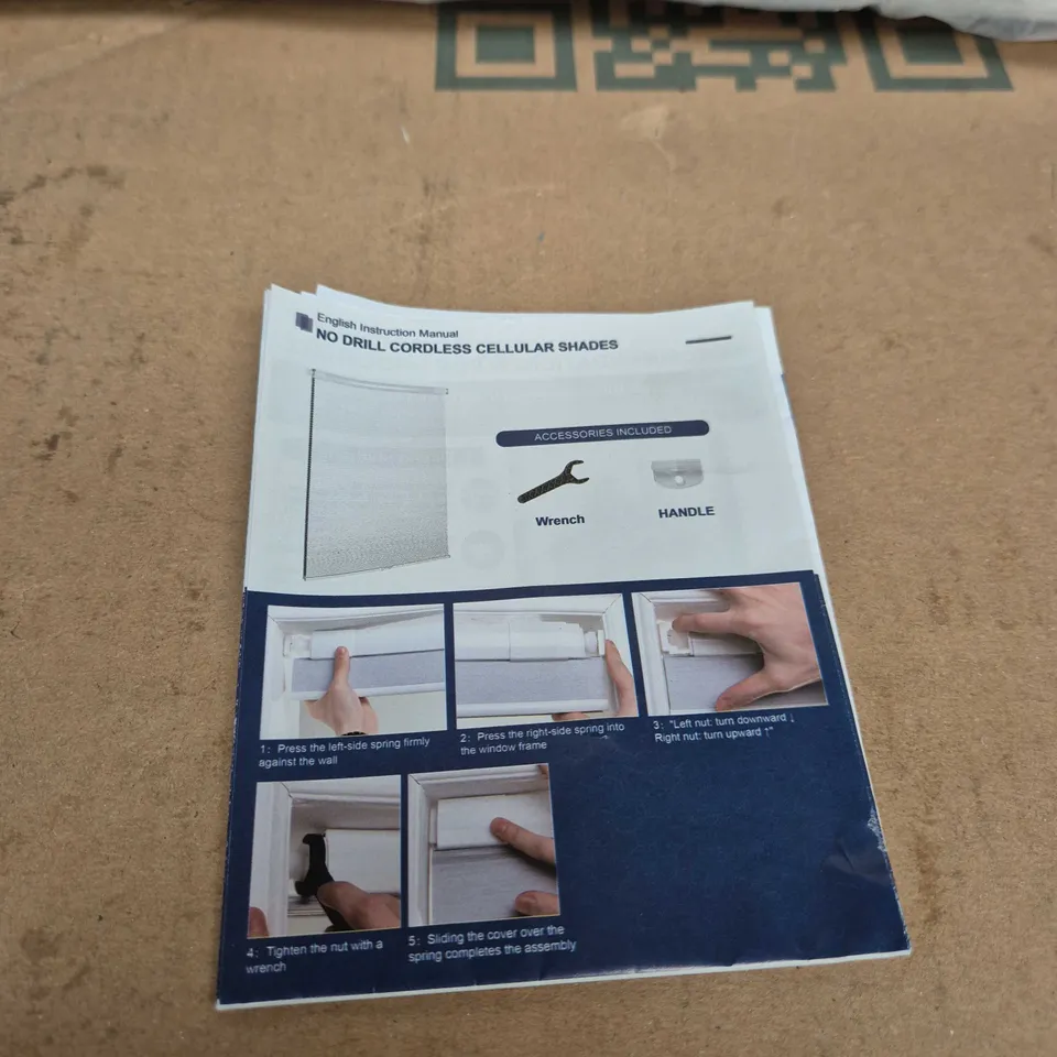 NO-DRILL CORDLESS CELLULAR SHADES – WINDOW BLIND KIT (BOXED)