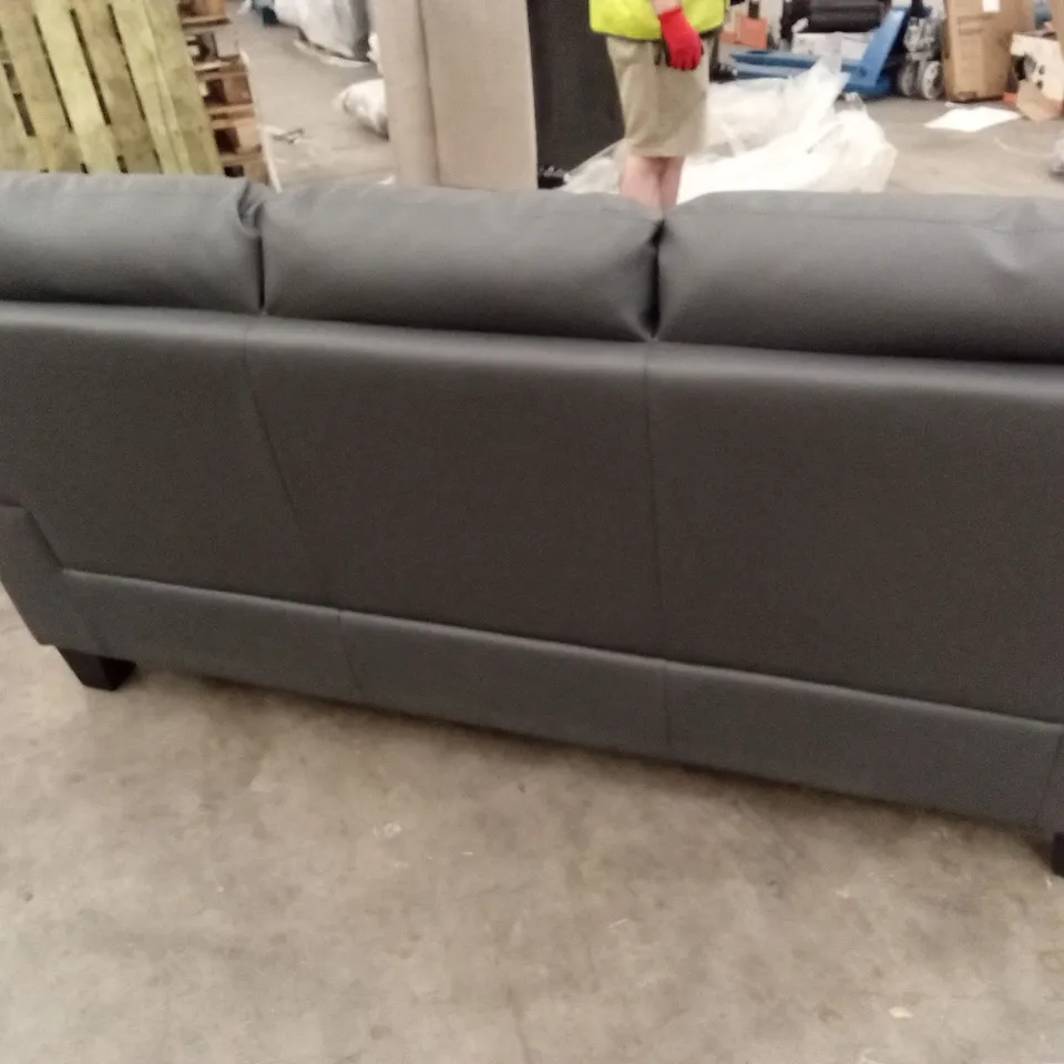 KENTON SMALL 3 SEATER SOFA, GREY PREMIUM FAUX LEATHER