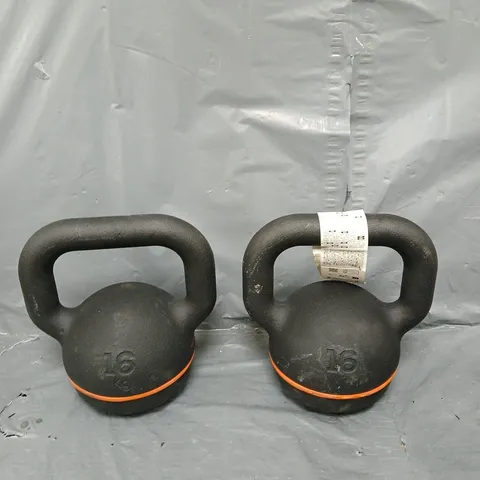 2X 16KG KETTLEBELLS BY DECATHLON 