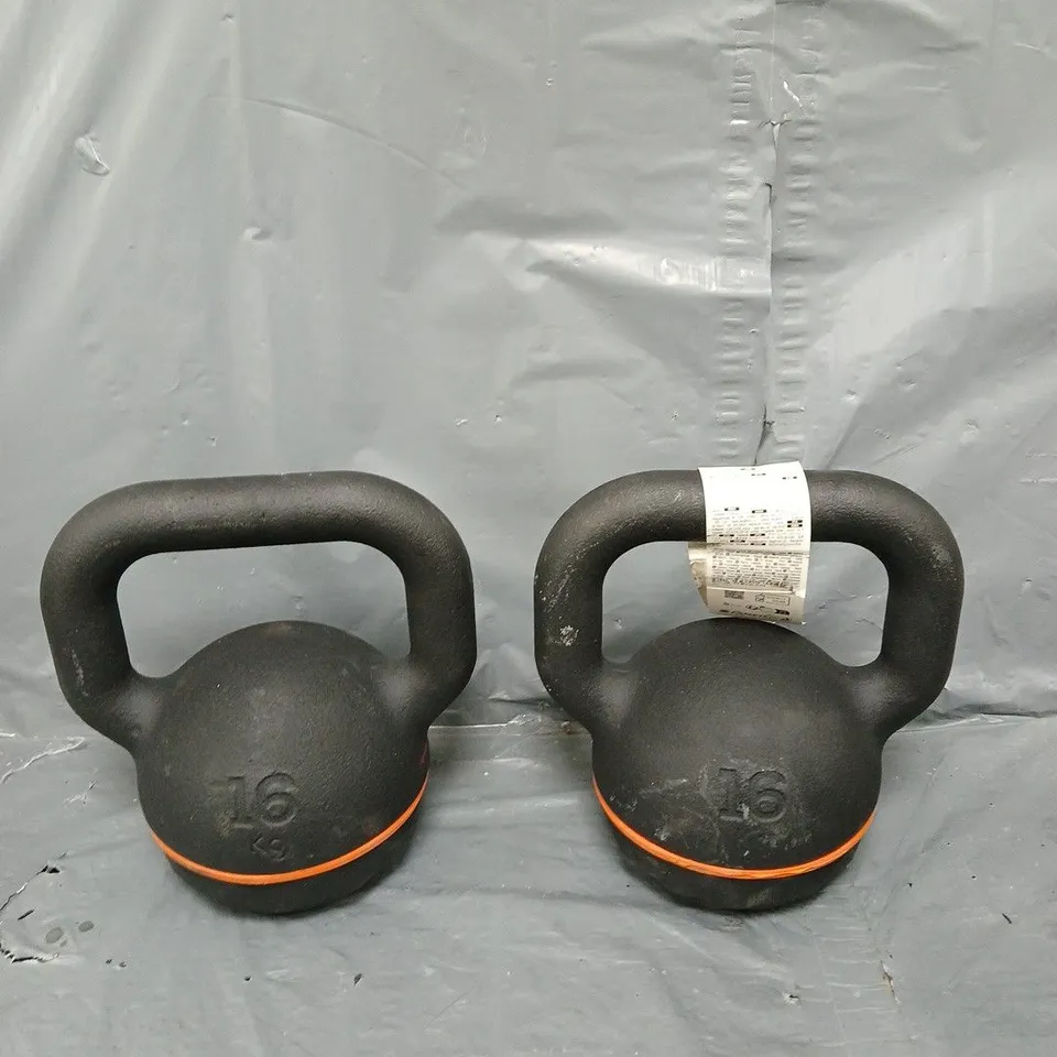 2X 16KG KETTLEBELLS BY DECATHLON 