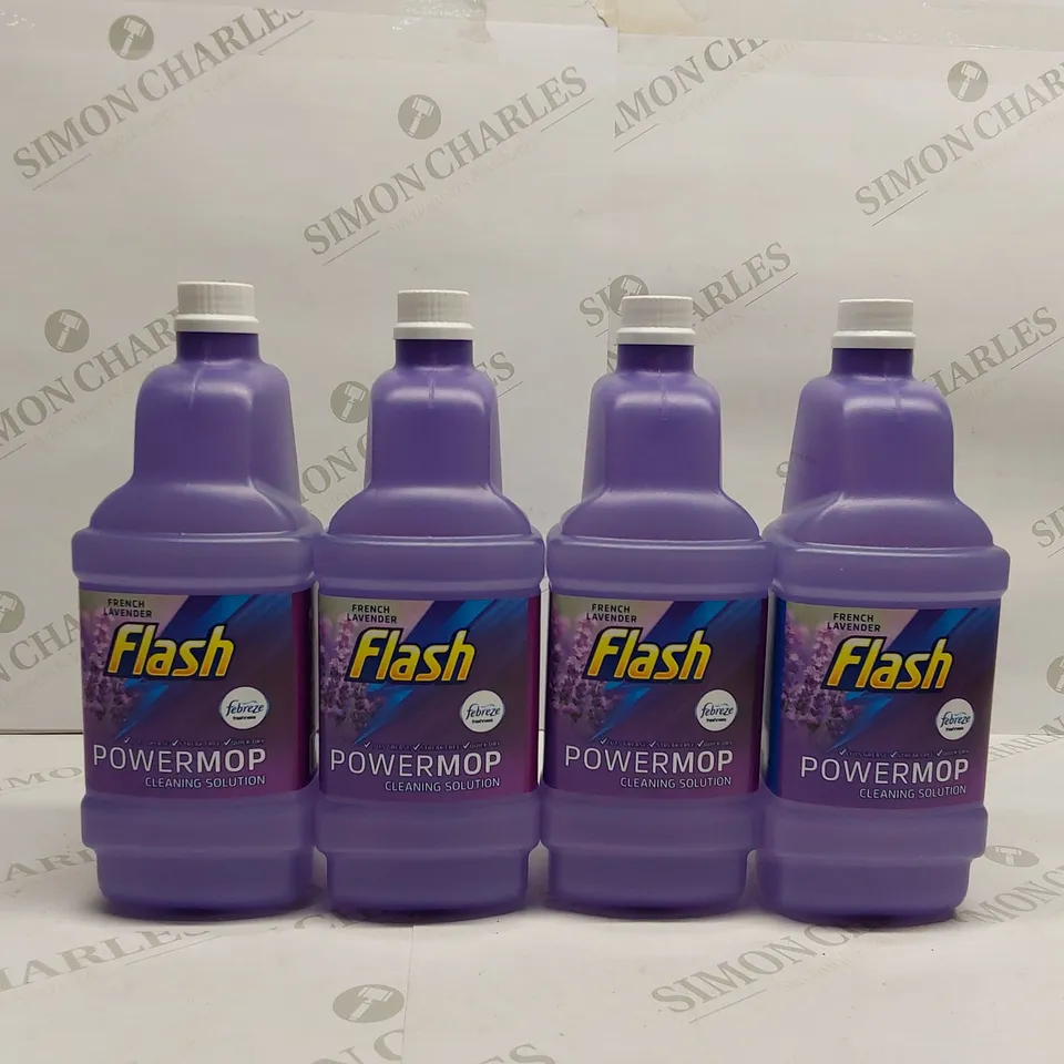 BOXED BRAND NEW SET OF 4 FLASH FRENCH LAVENDER POWERMOP CLEANING SOLUTION REFILL, 4 X 1.25L