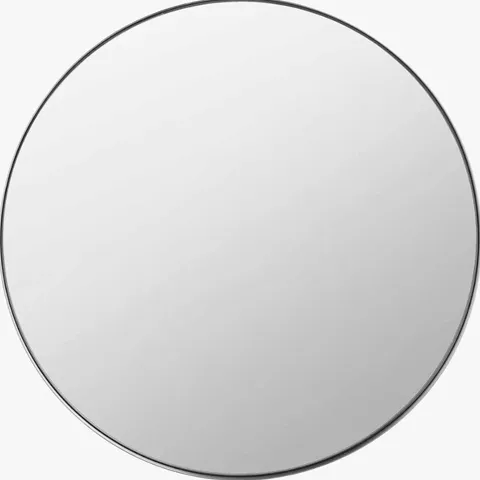 BOXED PACIFIC BRUSHED SILVER METAL SLIM FRAME ROUND WALL MIRROR LARGE
