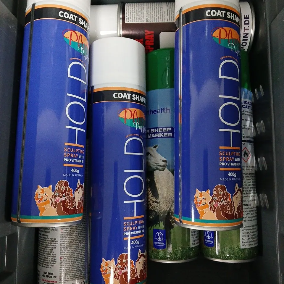 APPROXIMATELY 7 ASSORTED AEROSOL ITEMS TO INCLUDE SCULPTING SPRAY, TURBO CLEANER, CATTLE MARKER ETC - COLLECTION ONLY
