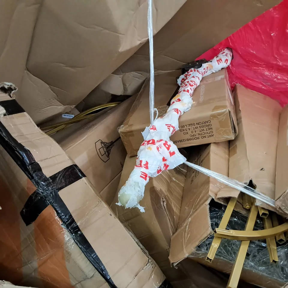 PALLET OF ASSORTED HOUSEHOLD ITEMS TO INCLUDE HOT WATER DISPENSER, PIZZA STONE, PRESSURE WASHER AND PULL UP BAR