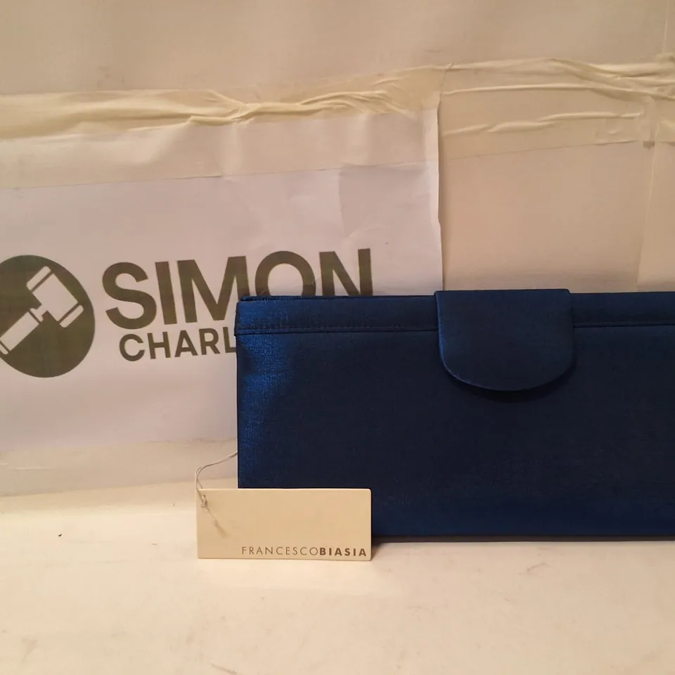 FRANCESCO BIASIA BLUE SATIN CLUTCH BAG