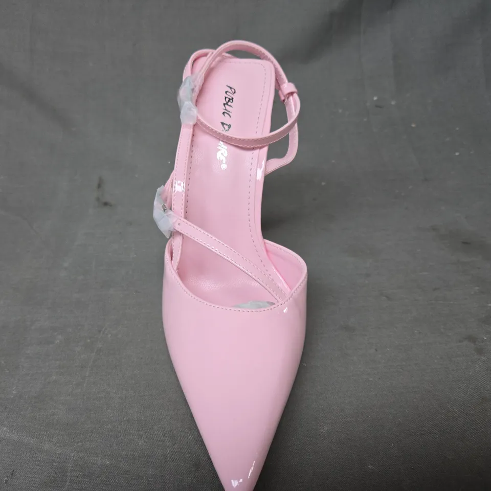 BOXED PAIR OF PUBLIC DESIRE POINTED TOE HEELED SHOES IN PINK UK SIZE 6