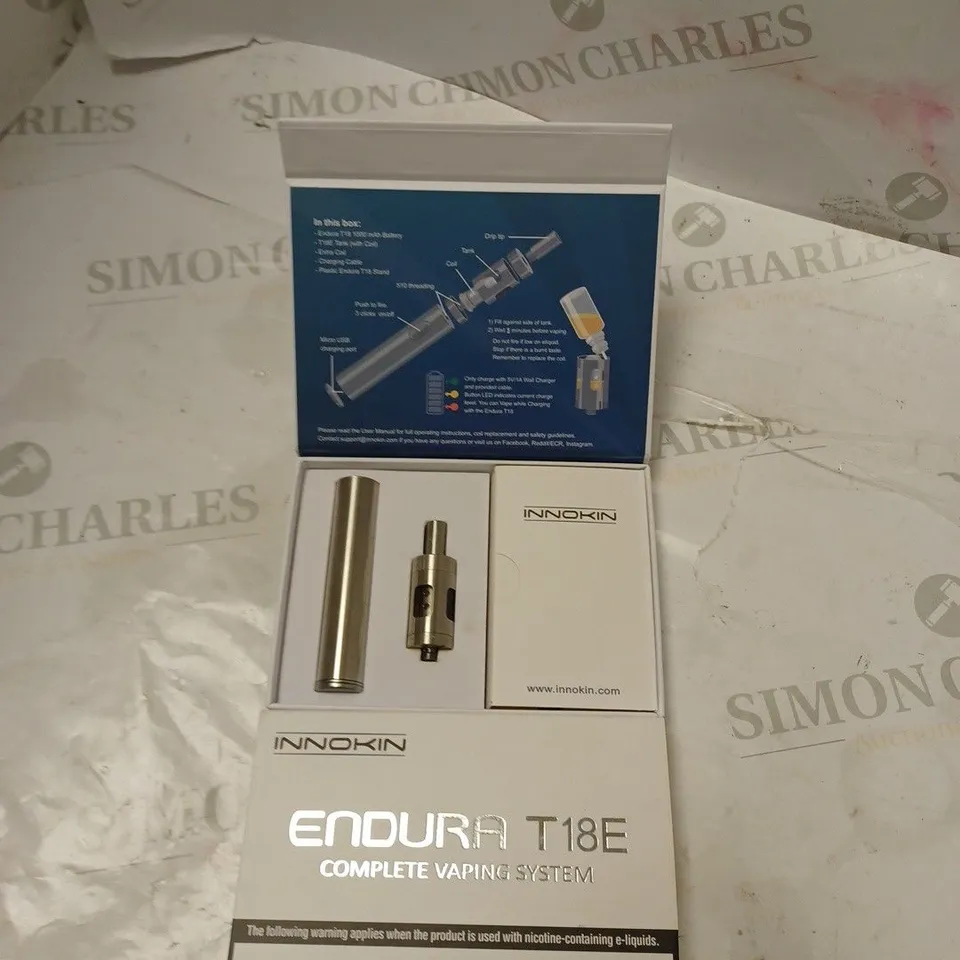 BOXED INNOKIN ENDURA T18E VAPING SYSTEM - SILVER.