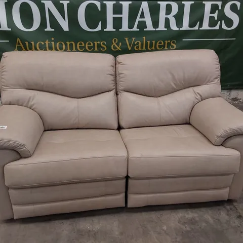 QUALITY BRITISH DESIGNER G PLAN STRATFORD MANUAL RECLINING TWO SEATER SOFA REGENT PLASTER LEATHER