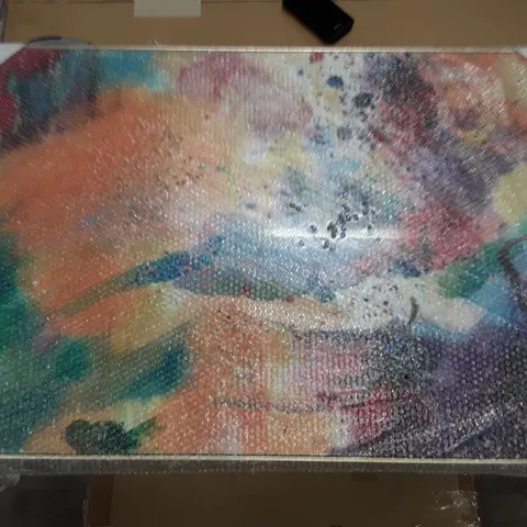 BOXED FRAMED MULTICOLOURED ABSTRACT WALL ART 