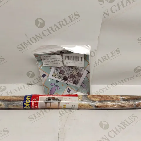BOX OF APPROXIMATELY 16X 20PCS BRAND NEW GREEN MOROCCAN STYLE ADHESIVE TILES, 3X 2M X 45CM ADHESIVE STONE WALL WALLPAPER