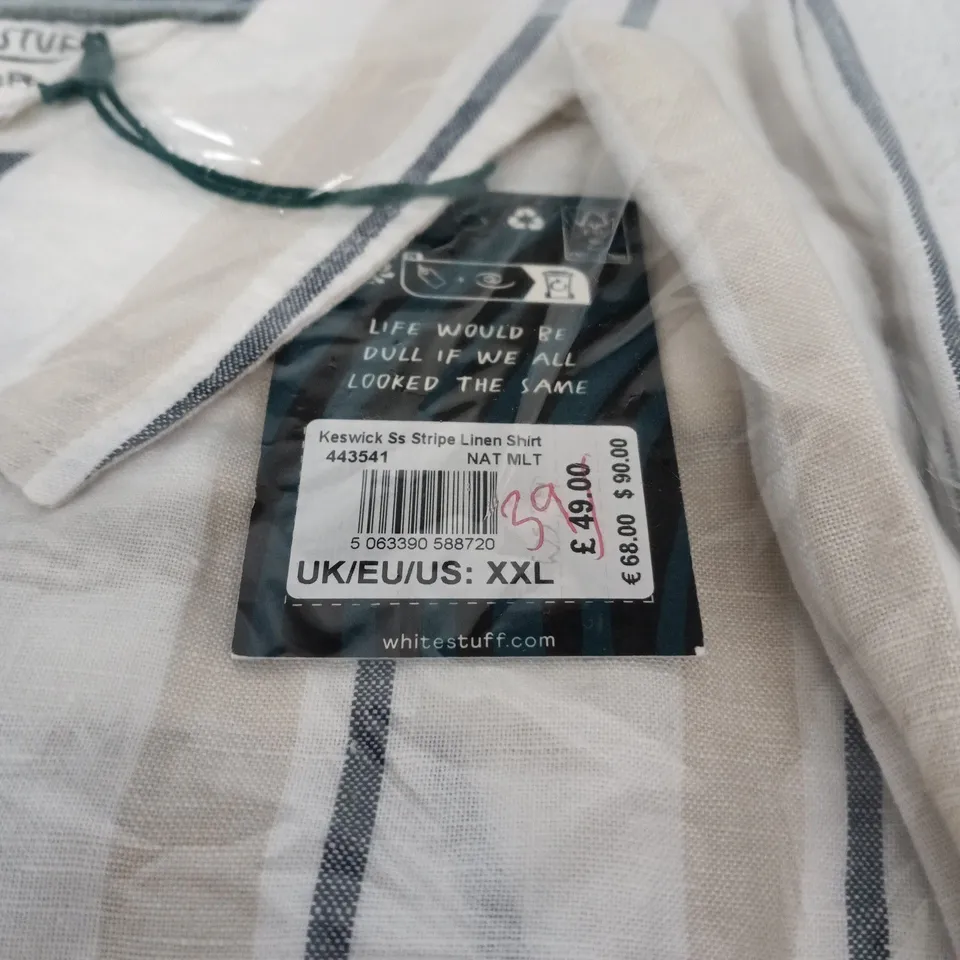 WHITE STUFF KESWICK SHORT SLEEVE STRIPE LINEN SHIRT – XXL