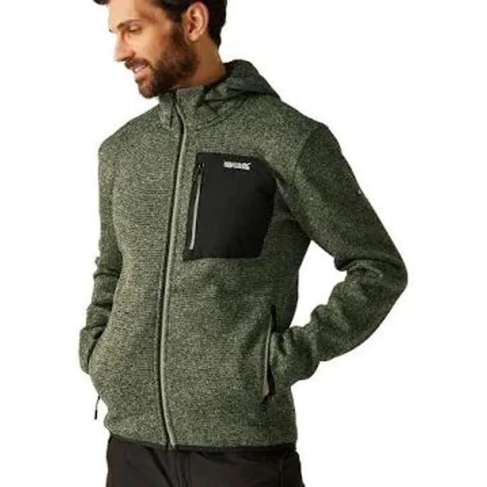 BRAND NEW REGATTA GREAT OUTDOORS RMA673 | HERREN HODDED FLEECE JACKE - HOODED NEWHILL OIL GREEN SIZE 3XL