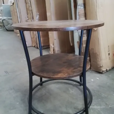 RUSTIC BROWN METAL FRAME SIDE TABLE