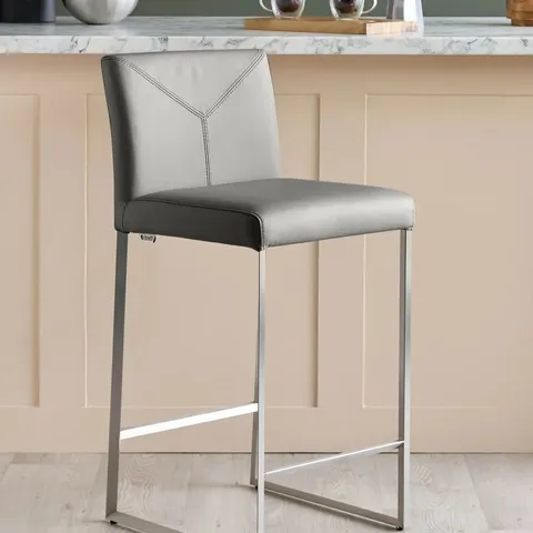 BOXED DANETTI MONTI DARK GREY LEATHER BAR STOOL