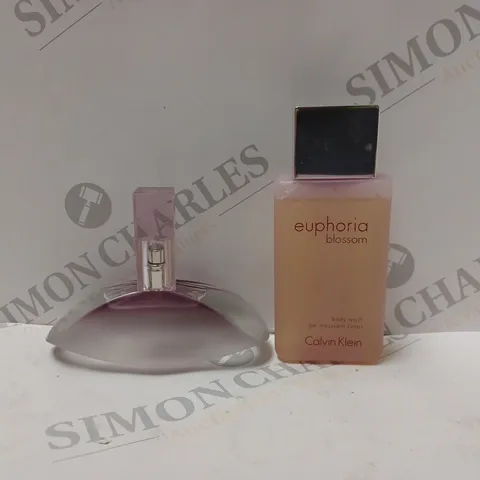 BOXED CALVIN KLEIN EUPHORIA BLOSSOM EAU DE TOILETTE SPRAY 50ML AND BODY WASH 100ML