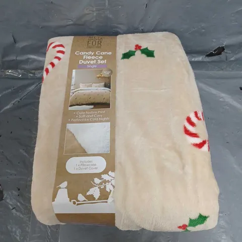 CANDY CANE FLEECE DUVET SET SINGLE