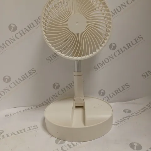 PORTABLE RECHARABLE STAND UP FAN IN WHITE
