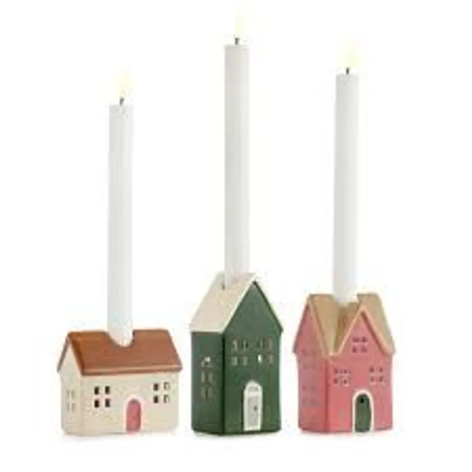 HOME REFLECTIONS SET OF 3 CANDLE HOLDER HOUSES
